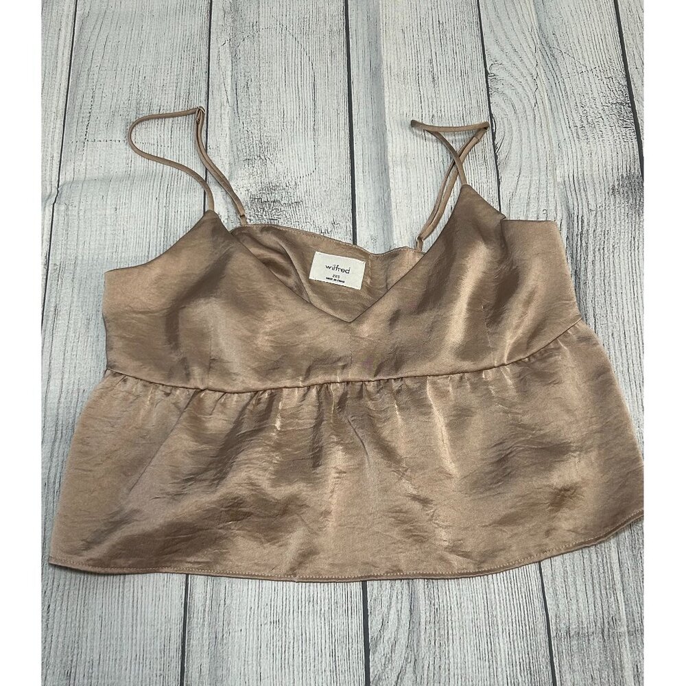 Wilfred Brown‎ Satin Adjustable Strap Babydoll Silky Camisole Tank Top